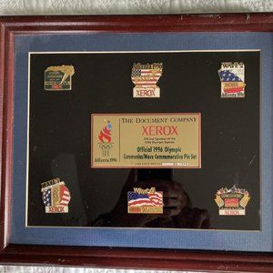 Vintage 1996 Atlanta Official Olympic Xerox Framed Pin Set